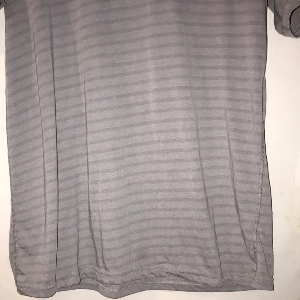Adidas by 424 Men's Gray Climalite Stripe V-Neck Short Sleeve T-Shirt Size Large